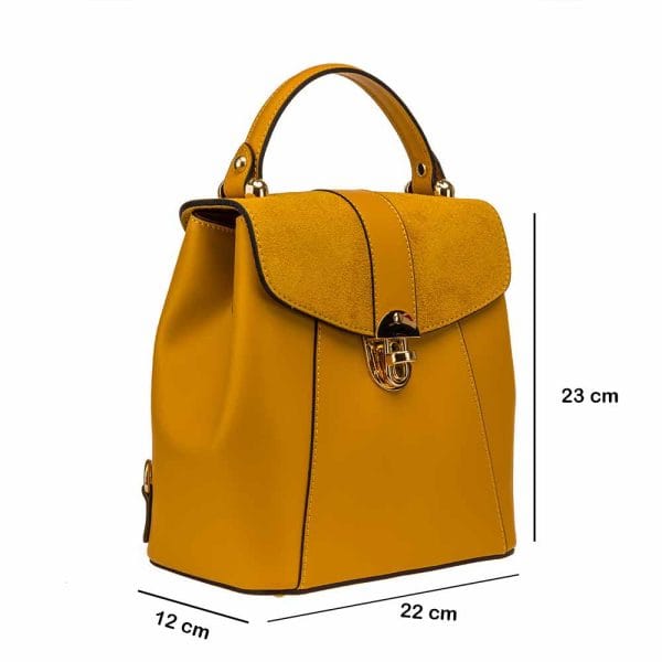 Rucsac damă din piele naturala mustar Brizo - imagine 5
