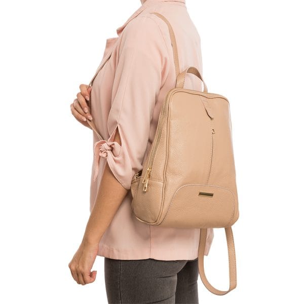 Rucsac damă din piele naturala roz pal Maja - imagine 7