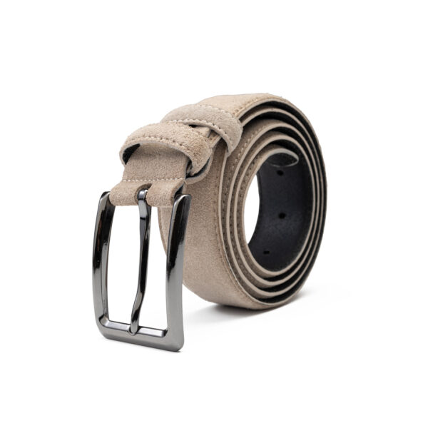 Curea barbati din piele naturala bej Simple line - imagine 4