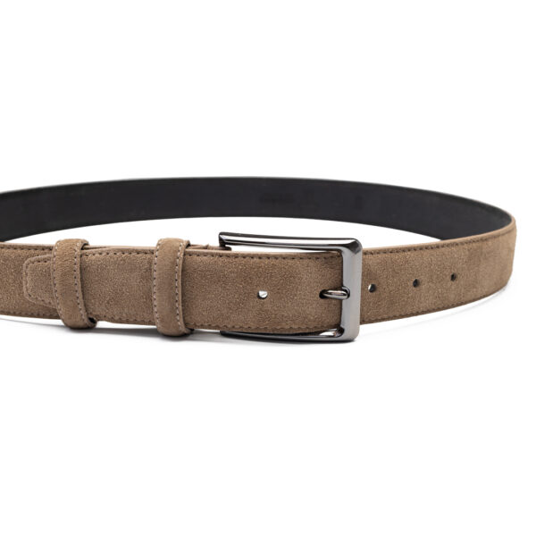 Curea barbati din piele naturala bej inchis Simple line - imagine 3