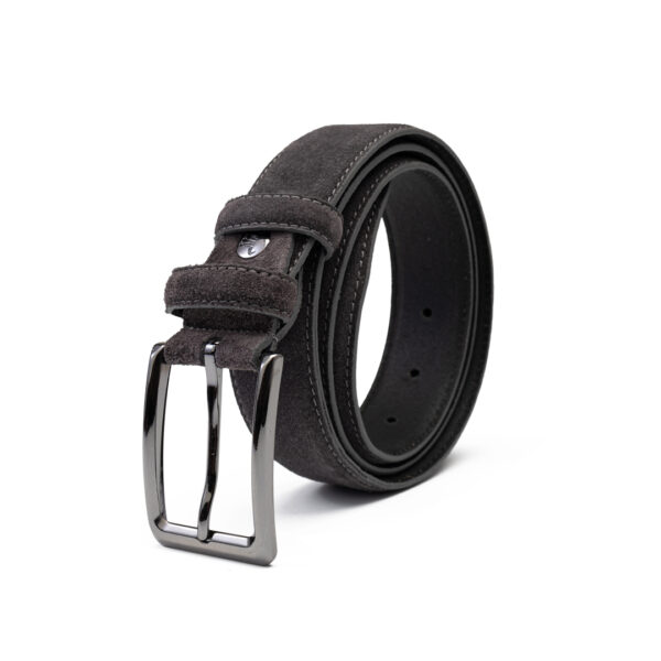 Curea barbati din piele naturala gri Simple Line - imagine 3