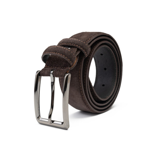 Curea barbati din piele naturala maro Simple line - imagine 4