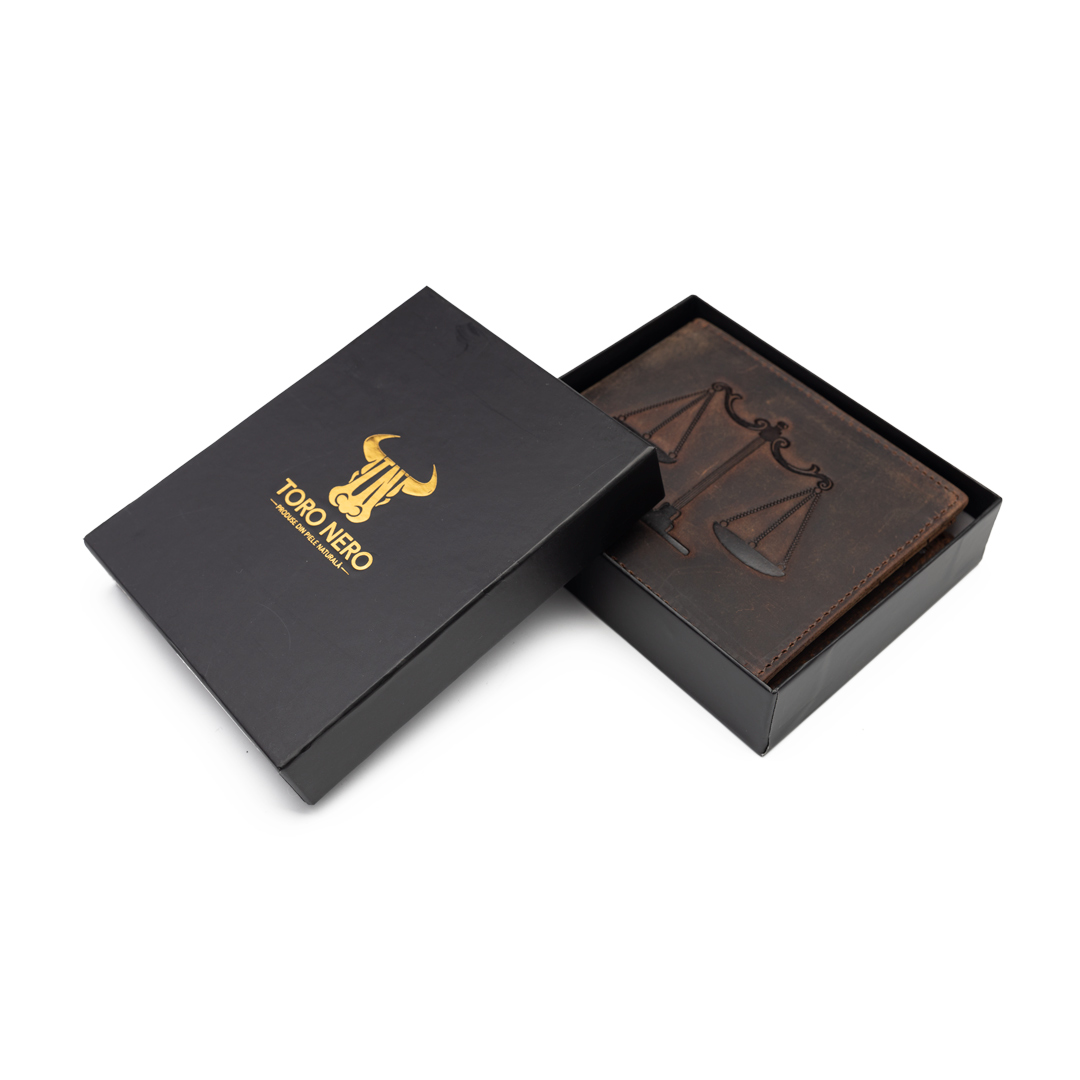 Portofel barbati din piele naturala maro zodiac Balanta - imagine 2