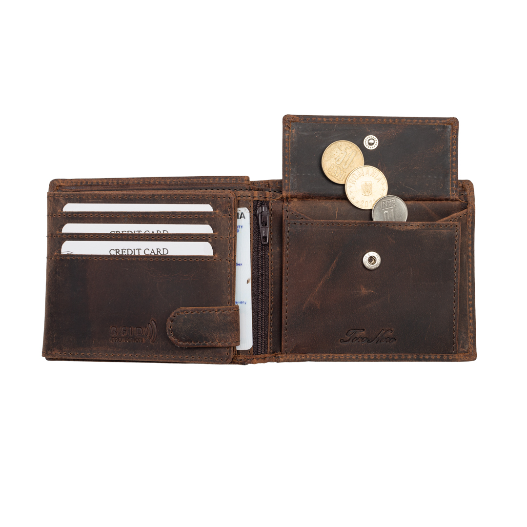 Portofel barbati din piele naturala maro zodiac Scorpion - imagine 3