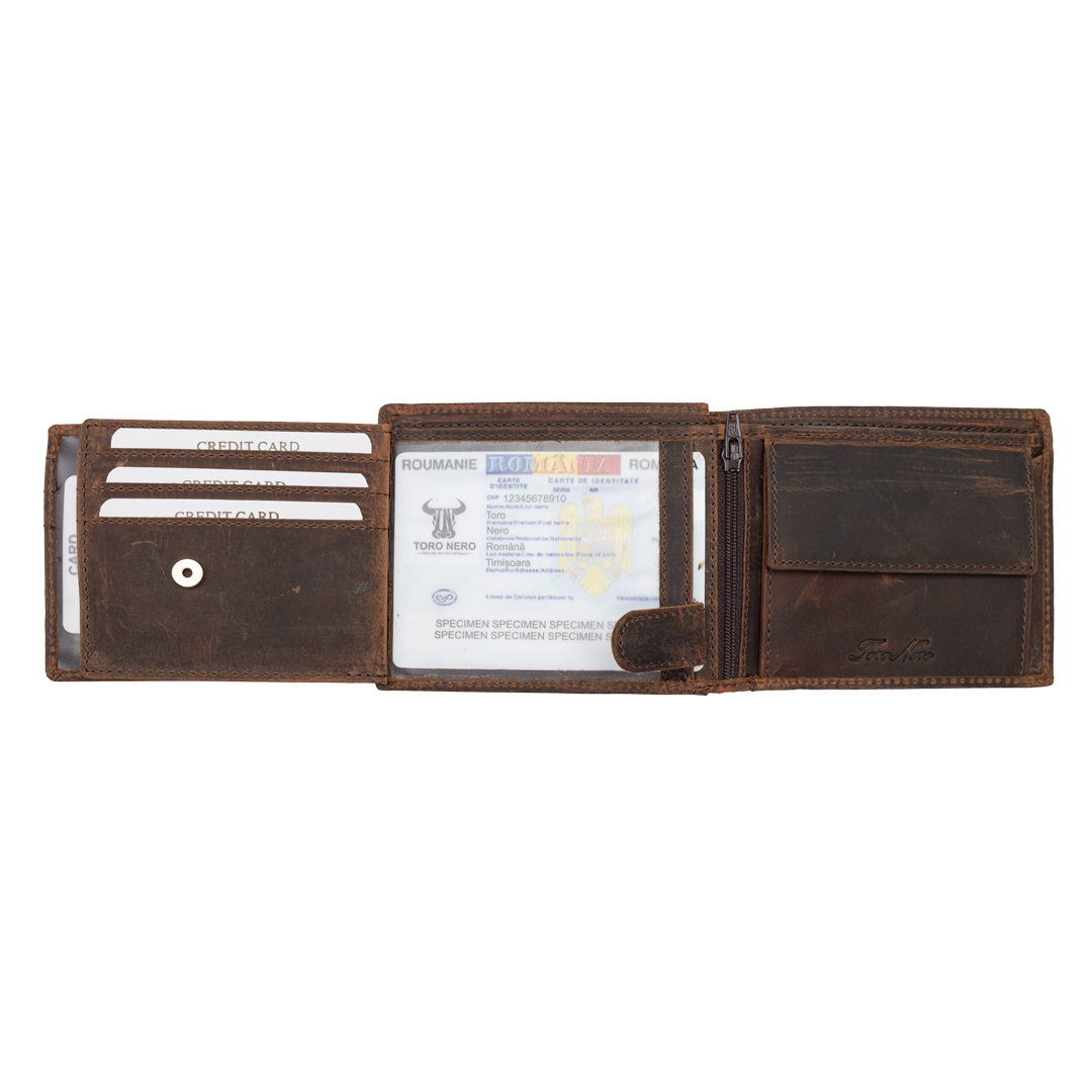 Portofel barbati din piele naturala maro zodiac Scorpion - imagine 5