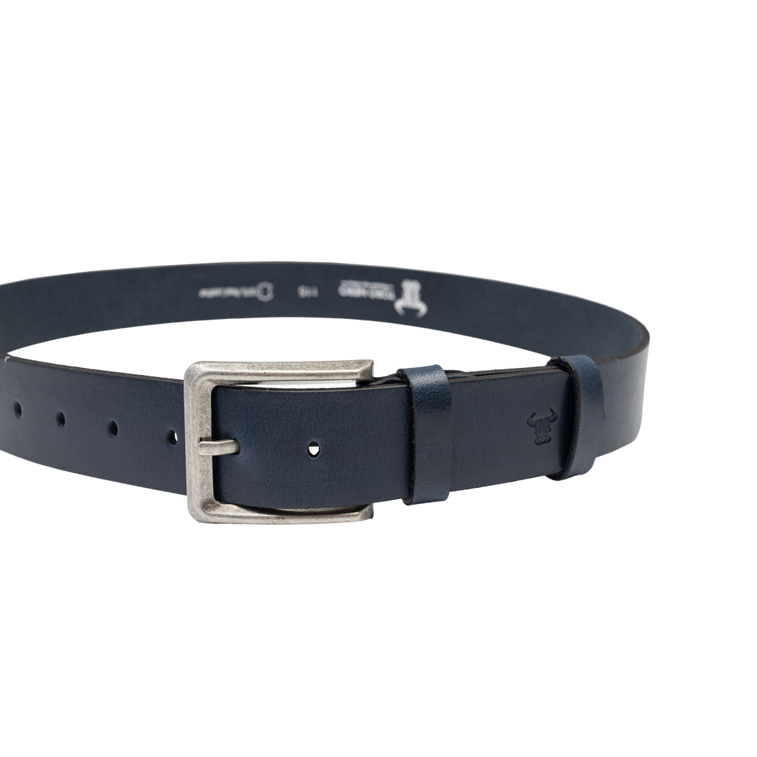 Curea barbati din piele naturala bleumarin Thick - imagine 2