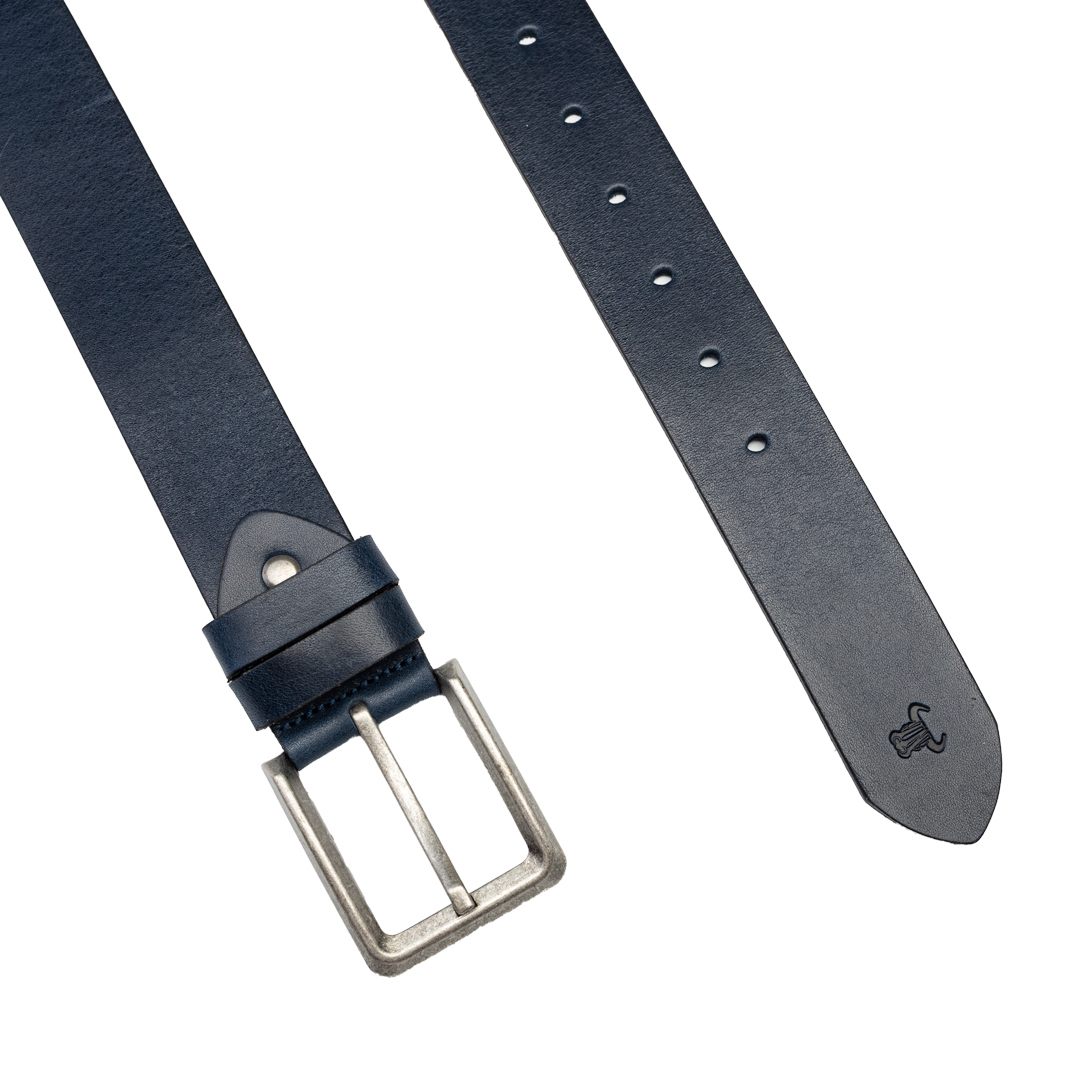 Curea barbati din piele naturala bleumarin Thick - imagine 3