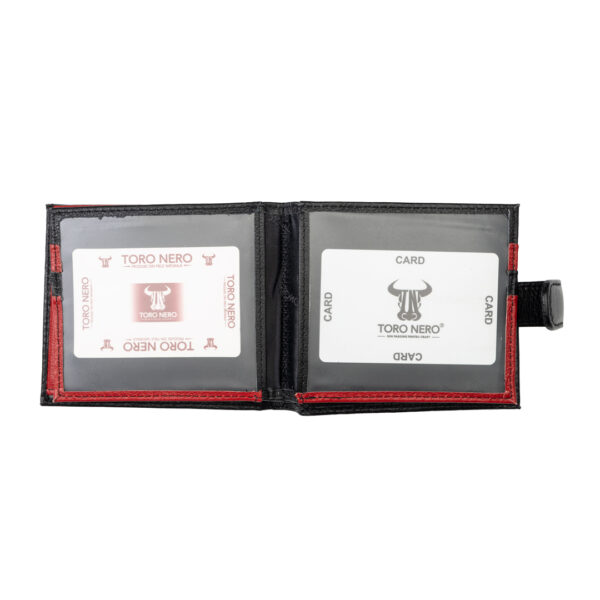 Portofel barbati din piele naturala negru-rosu Casual Code,protectie Rfid - imagine 5