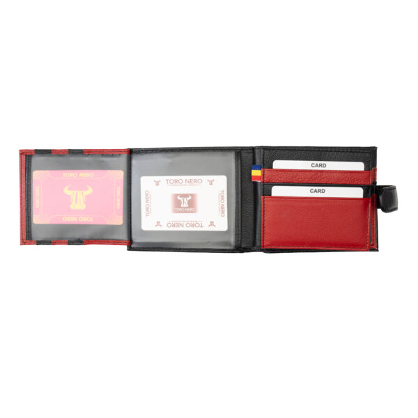 Portofel barbati din piele naturala negru-rosu Casual Code,protectie Rfid - imagine 7