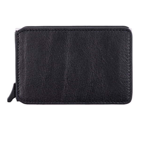Port-card barbati din piele naturala negru Master Slide,protectie RFID - imagine 2