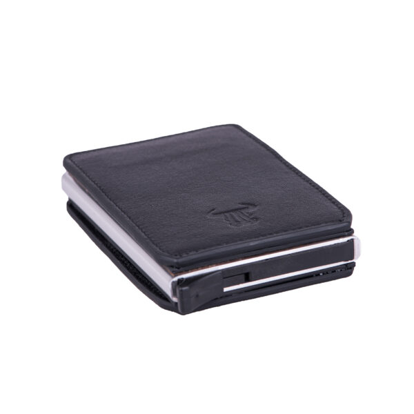 Port-card barbati din piele naturala negru Master Slide,protectie RFID - imagine 7