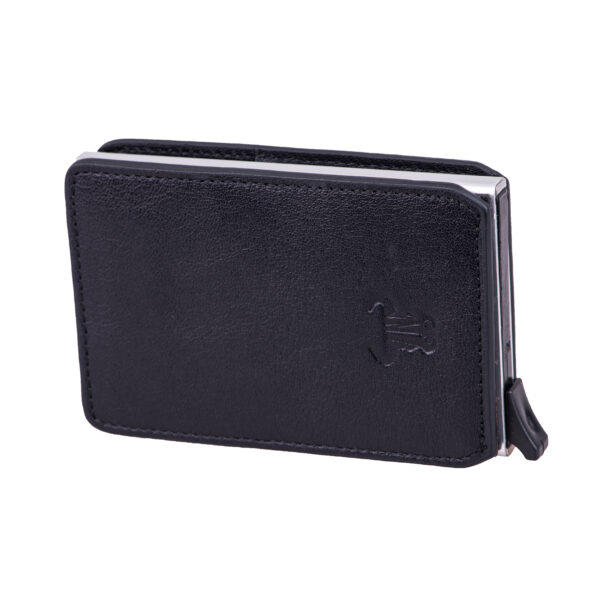 Port-card barbati din piele naturala negru Master Slide,protectie RFID - imagine 8